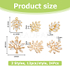 24Pcs 2 Styles Brass Micro Pave Cubic Zirconia Pendants KK-HS0001-29-2