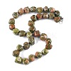 Natural Unakite Nuggets Beaded Necklaces for Women Men NJEW-K388-01U-4