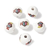 Mother's Day Theme Printed Wood European Beads WOOD-F016-03-2