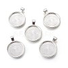 Flat Round Alloy Pendant Cabochon Settings LS-PALLOY-A15654-S-1