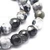 Faceted Natural Fire Crackle Agate Beads Strands G-F447-8mm-B06-2