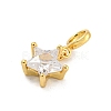 Star Rack Plating Brass Micro Pave Cubic Zirconia Charms KK-G513-21G-2