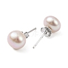 Natural Pearl Round Bead Stud Earrings EJEW-E298-01E-03P-2