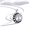 Rhodium Plated 925 Sterling Silver Tree of Life Pendant Necklaces PW-WGD3068-01-2