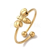 Ion Plating(IP) 304 Stainless Steel Bee Open Cuff Rings for Women RJEW-18.0-06G-1