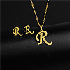 Golden Stainless Steel Initial Letter Jewelry Set IT6493-4-1