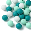 30Pcs 3 Colors Silicone Beads Round Rubber Bead 15MM Loose Spacer Beads for DIY Supplies Jewelry Keychain Making SIL-FS0001-01E-3