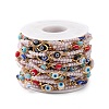 304 Stainless Steel Resin Evil Eye Link Chains with ABS Imitation Pearl Beads CHS-P016-33G-4
