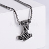 Vintage 304 Stainless Steel Wolf Flower Hammer Pendant Necklaces for Men DY0439-1