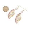 Butterfly Wing Natural Rose Quartz & Seed Beads Dangle Earrings EJEW-MZ00165-3