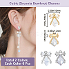 Beebeecraft 12Pcs 2 Colors Brass with Clear Cubic Zirconia Pendants ZIRC-BBC0002-65-2