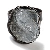 Rough Raw Natural Aquamarine Irregular Nugget Open Cuff Ring G-A221-09-2