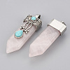 Natural Rose Quartz Pendants X-G-S292-05E-2