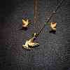 Stainless Steel Bird Stud Earrings & Pendant Necklaces Sets for Women PW-WG4042D-01-1