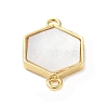 Brass Pave Natural White Shell Connector Charms KK-S522-03F-G-2