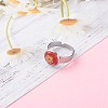 Adjustable Handmade Millefiori Glass Finger Rings RJEW-JR00322-6