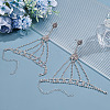 2Pcs Brass Rhinestone Chain Finger Rings Bracelet BJEW-ME0001-02-4