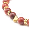 Natural Wood Round Beads Stretch Bracelet BJEW-JB07129-6