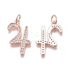 Brass Micro Pave Clear Cubic Zirconia Pendants ZIRC-O035-08RG-2