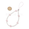 Natural Rose Quartz & Glass Seed Round Beaded Phone Hand Strap Chains HJEW-JM03363-03-3