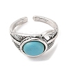 Oval Synthetic Turquoise Cuff Rings RJEW-B107-09AS-3