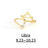 Twelve Constellation Brass Micro Pave Clear Cubic Zirconia Cuff Rings FS-WG8E359-12-1
