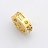 Hollow Coin Brass Micro Pave Cubic Zirconia Spacer Beads ZIRC-P004-18G-NR-2