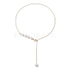 Adjustable Slider Natural Pearl Beaded Lariat Necklaces NJEW-TA00180-4