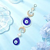 Handmade Lampwork Flat Round & Teardrop with Evil Eye Hanging Suncatchers HJEW-JM04404-2