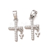 Brass Micro Pave Clear Cubic Zirconia Pendants CU-CBAB2E9-01P-1