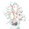 Natural & Synthetic Gemstone Chips with Brass Wrapped Wire Money Tree on Ceramic Vase Display Decorations DJEW-B007-01C-3