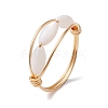 Copper Wire Wrapped Horse Eye Natural Shell Finger Rings for Women RJEW-TA00136-1