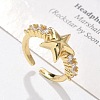 Brass Micro Pave Clear Cubic Zirconia Cuff Finger Rings RJEW-C120-11G-1