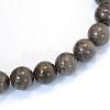 Natural Black Wood Lace Stone Round Bead Strands X-G-E334-8mm-03-2