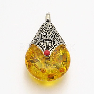 Teardrop Tibetan Style Pendants X-TIBEP-N007-01-1