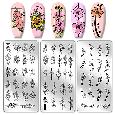 Stainless Steel DIY Nail Art Templates MRMJ-WH0092-034-1