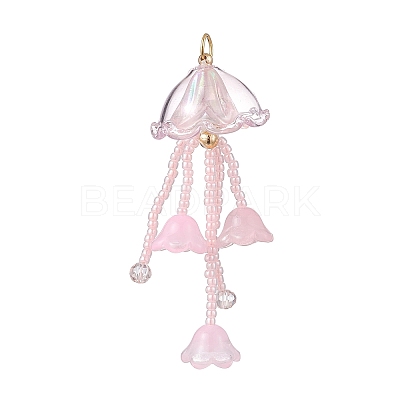 Glass Seed Beaded Jellyfish Big Pendants X-PALLOY-MZ01166-03-1