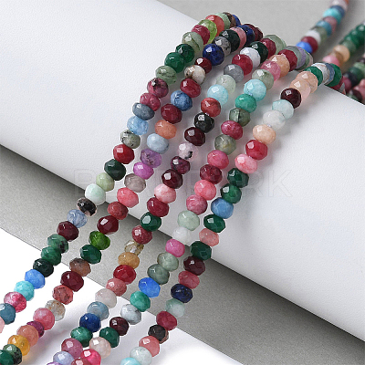 2 Strands Dyed Natural Malaysia Jade Rondelle Beads Strands G-PA0001-84-1