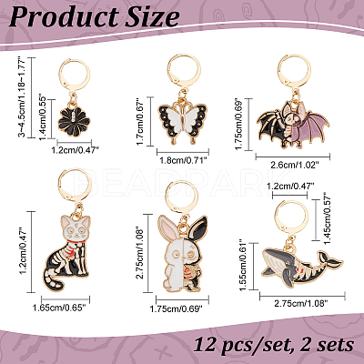 Alloy Enamel with Rhinestone Pendant Stitch Markers HJEW-AB00236-1