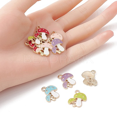 10Pcs 5 Colors Autumn Theme Alloy Enamel Pendants ENAM-YW0002-79-1