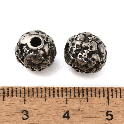 Retro Rondelle Skull 316 Stainless Steel European Large Hole Beads LS-STAS-F072-05-01-1