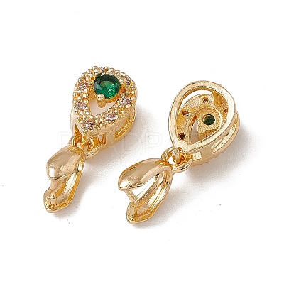 Brass Micro Pave Green Cubic Zirconia Ice Pick Pinch Bails KK-A171-21G-1