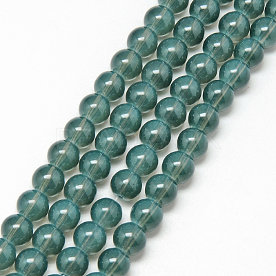 Baking Paint Glass Beads Strands X-DGLA-Q023-8mm-DB16-1