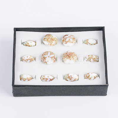 Ocean Style Flat Round Handmade Lampwork Beads LAMP-F006-20-1
