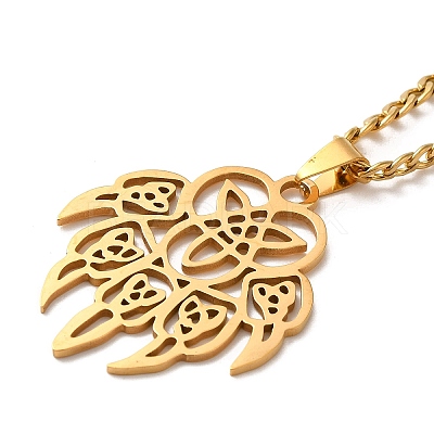 201 Stainless Steel Irish Knot Pendant Necklaces LS-NJEW-D066-01G-1