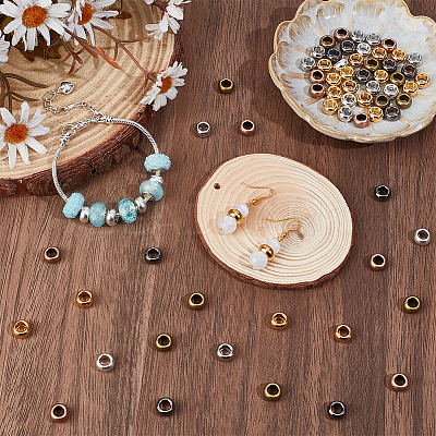 70Pcs 7 Colors Tibetan Style Alloy Beads FIND-PA0001-68-1