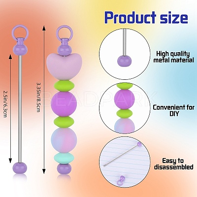 20Pcs 10 Colors Iron Bar Beadable Keychain for Jewelry Making DIY Crafts IFIN-SZ0001-37-1