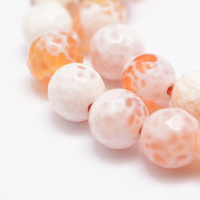 Faceted Natural Fire Crackle Agate Beads Strands X-G-F447-8mm-B03-1