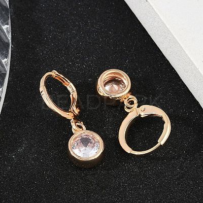 Brass Micro Pave Clear Cubic Zirconia Leverback Earrings EJEW-K300-05G-1