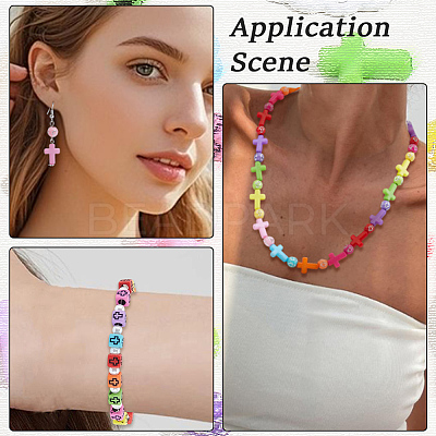 800Pcs 2 Styles Cross Theme Acrylic Beads MACR-PA0001-45C-1